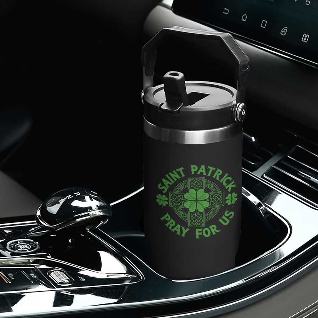 Saint Patrick Pray For Us Flip Straw Tumbler St Patricks Day Celtic Cross TS12 Print Your Wear