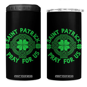 Saint Patrick Pray For Us 4 in 1 Can Cooler Tumbler St Patricks Day Celtic Cross TS12 One Size: 16 oz Black Print Your Wear
