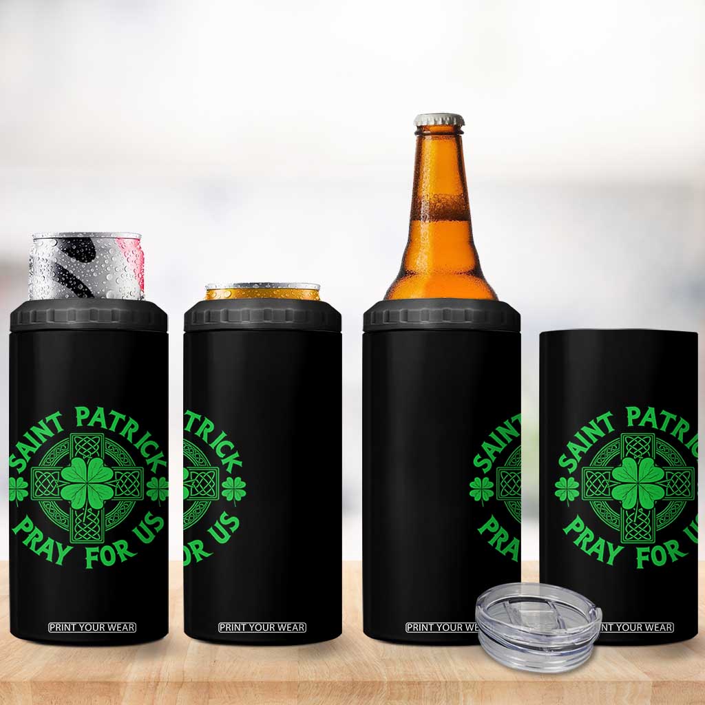 Saint Patrick Pray For Us 4 in 1 Can Cooler Tumbler St Patricks Day Celtic Cross TS12 Print Your Wear