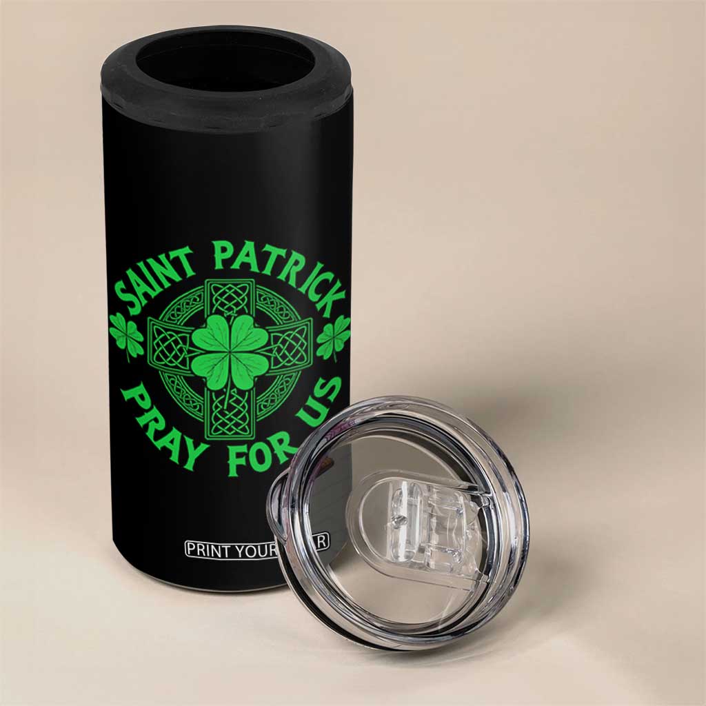 Saint Patrick Pray For Us 4 in 1 Can Cooler Tumbler St Patricks Day Celtic Cross TS12 Print Your Wear