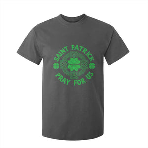 Saint Patrick Pray For Us T Shirt For Kid St Patricks Day Celtic Cross TS12 Dark Heather Print Your Wear