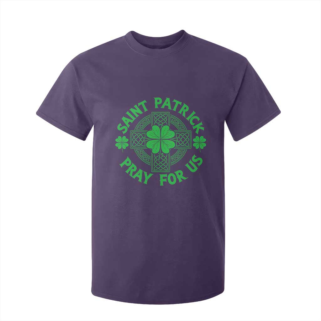 Saint Patrick Pray For Us T Shirt For Kid St Patricks Day Celtic Cross TS12 Purple Print Your Wear