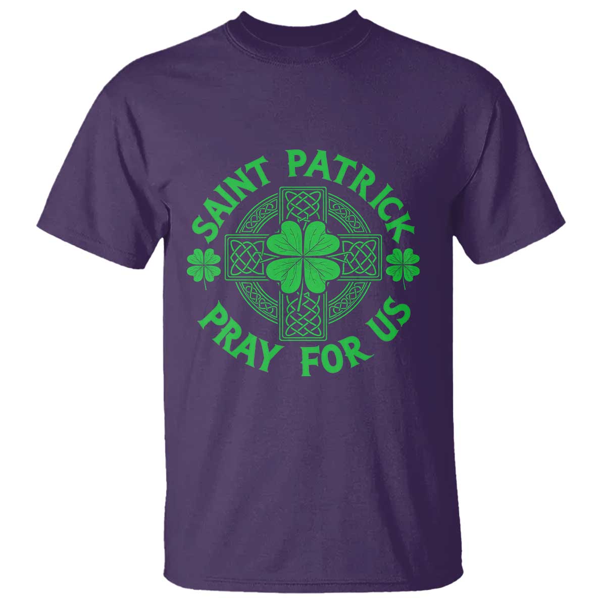 Saint Patrick Pray For Us T Shirt St Patricks Day Celtic Cross TS12 Purple Print Your Wear