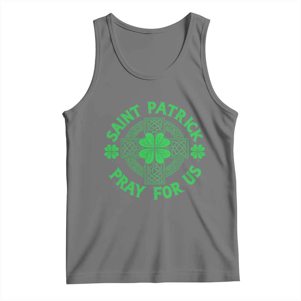 Saint Patrick Pray For Us Tank Top St Patricks Day Celtic Cross TS12 Black Heather Print Your Wear