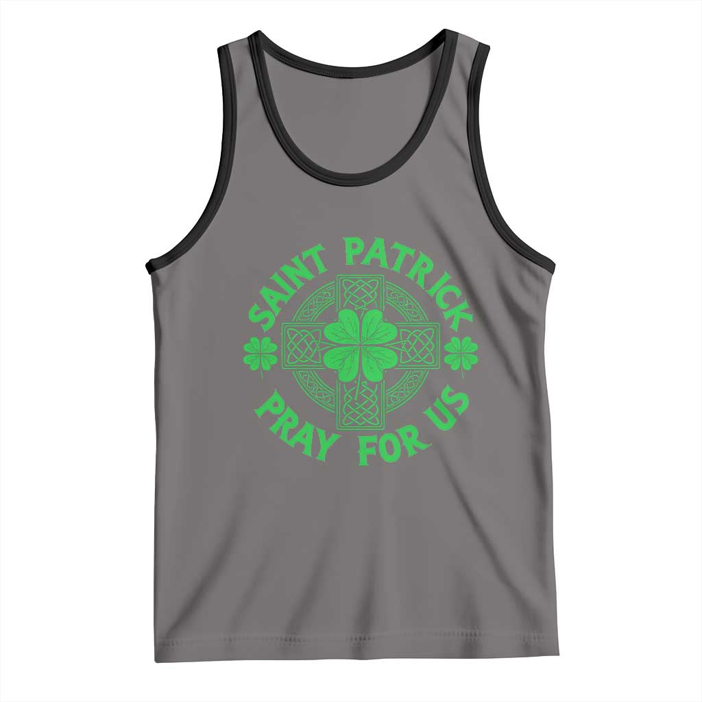 Saint Patrick Pray For Us Tank Top St Patricks Day Celtic Cross TS12 Deep Heather Black Print Your Wear