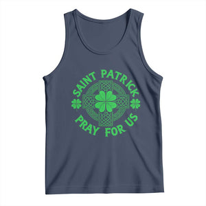 Saint Patrick Pray For Us Tank Top St Patricks Day Celtic Cross TS12 Navy Print Your Wear