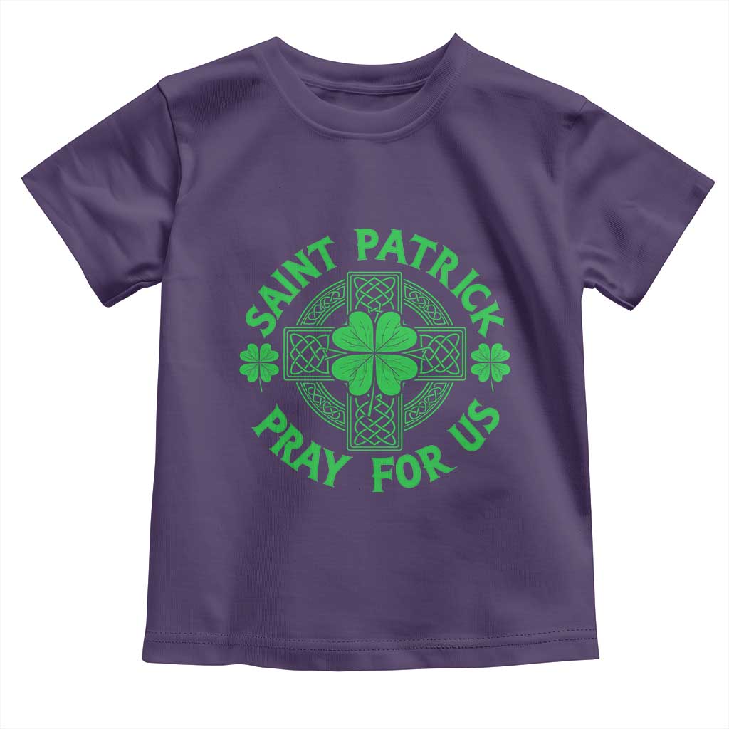 Saint Patrick Pray For Us Toddler T Shirt St Patricks Day Celtic Cross TS12 Purple Print Your Wear