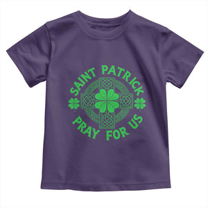 Saint Patrick Pray For Us Toddler T Shirt St Patricks Day Celtic Cross TS12 Purple Print Your Wear