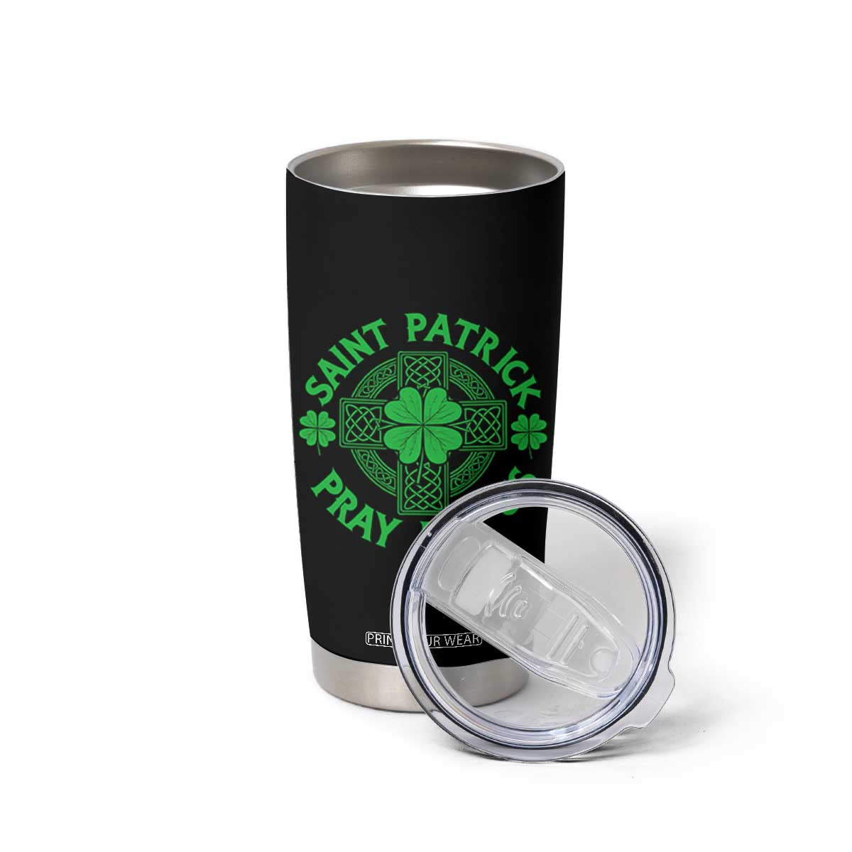 Saint Patrick Pray For Us Tumbler Cup St Patricks Day Celtic Cross TS12 Print Your Wear