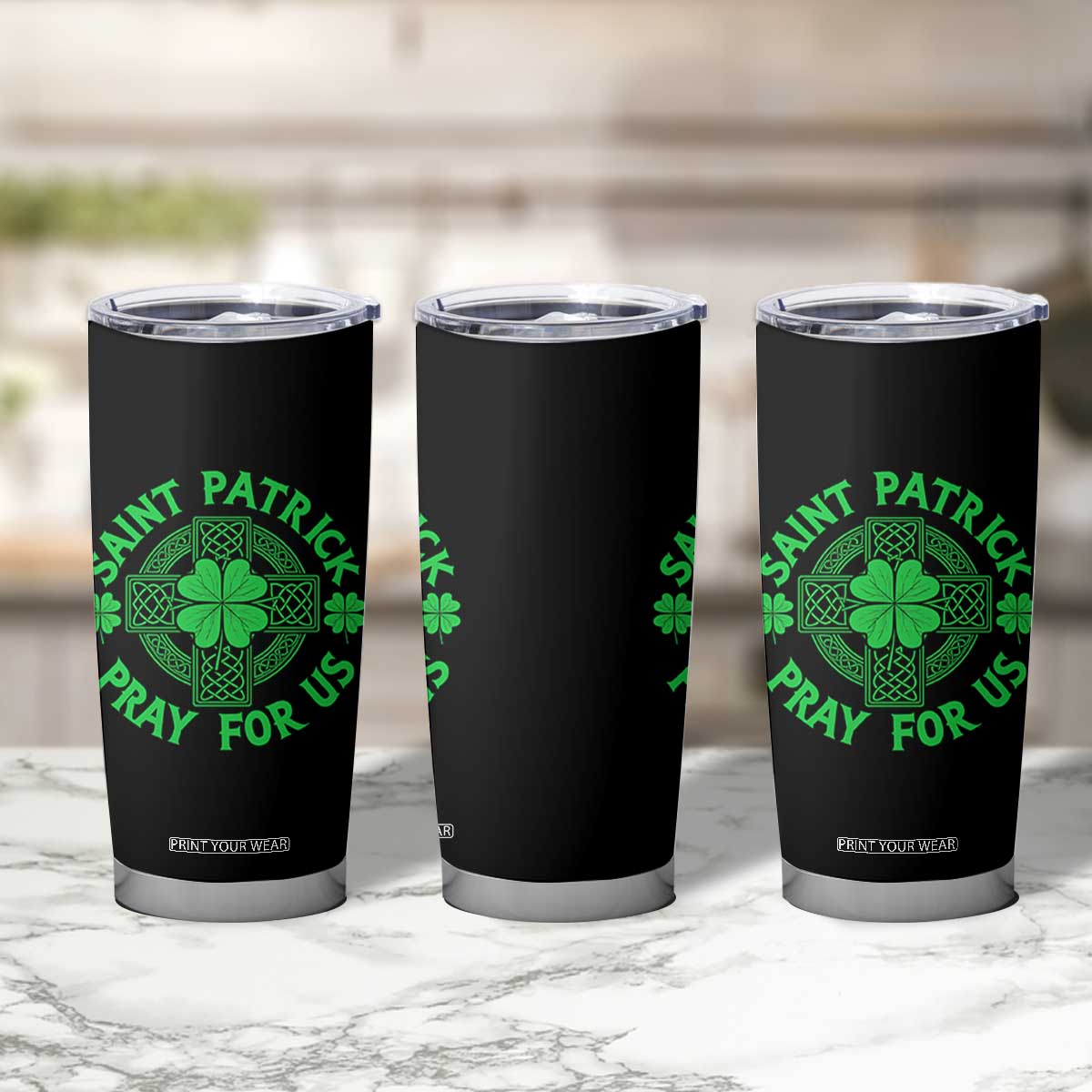 Saint Patrick Pray For Us Tumbler Cup St Patricks Day Celtic Cross TS12 Print Your Wear