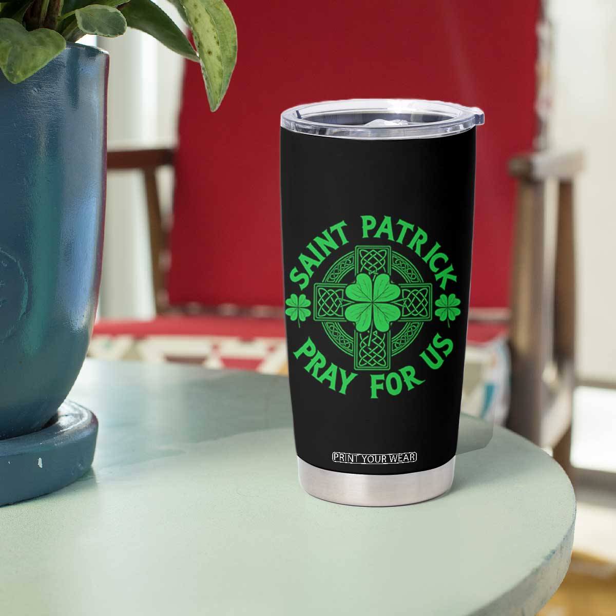 Saint Patrick Pray For Us Tumbler Cup St Patricks Day Celtic Cross TS12 Print Your Wear