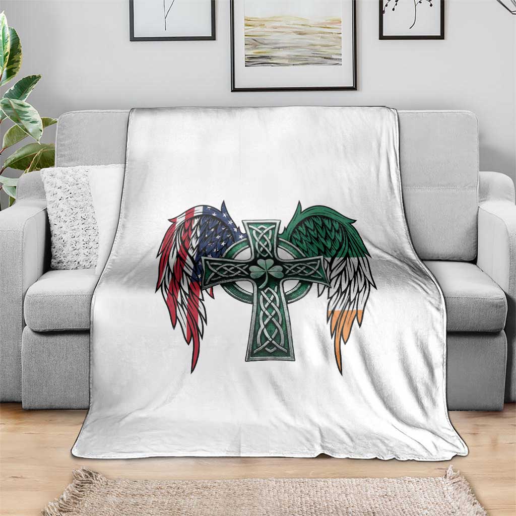 Patriotic Irish American Cross Throw Blanket St Patricks Day Religious Gift TS12 Print Your Wear
