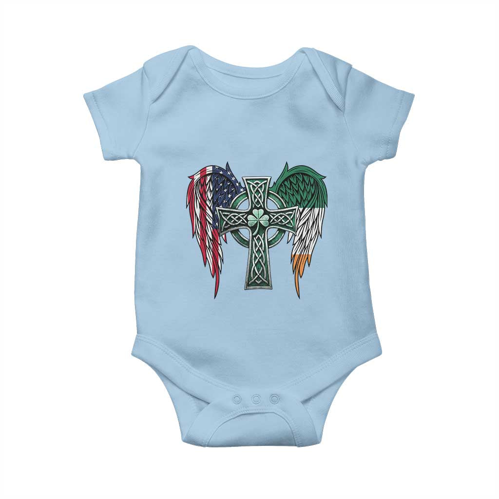 Patriotic Irish American Cross Baby Onesie St Patricks Day Religious Gift TS12 Light Blue Print Your Wear