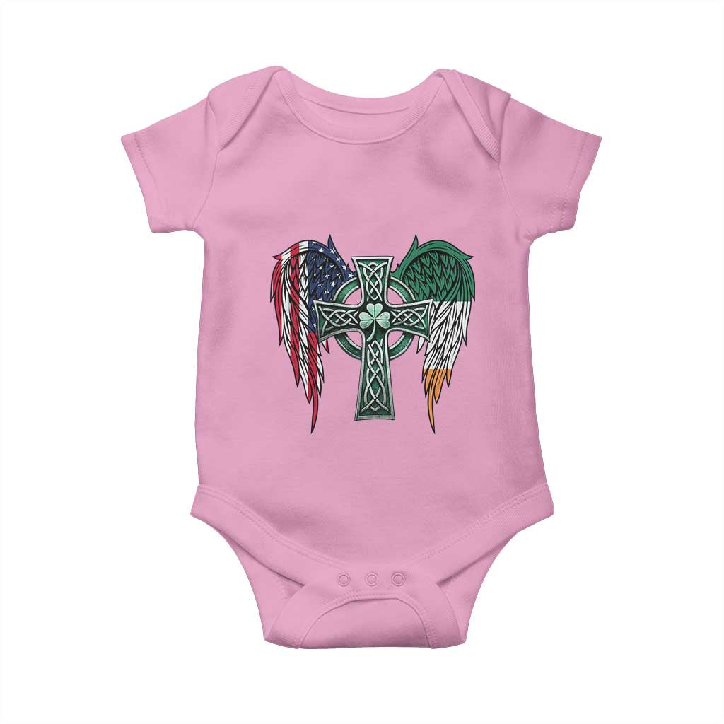 Patriotic Irish American Cross Baby Onesie St Patricks Day Religious Gift TS12 Light Pink Print Your Wear