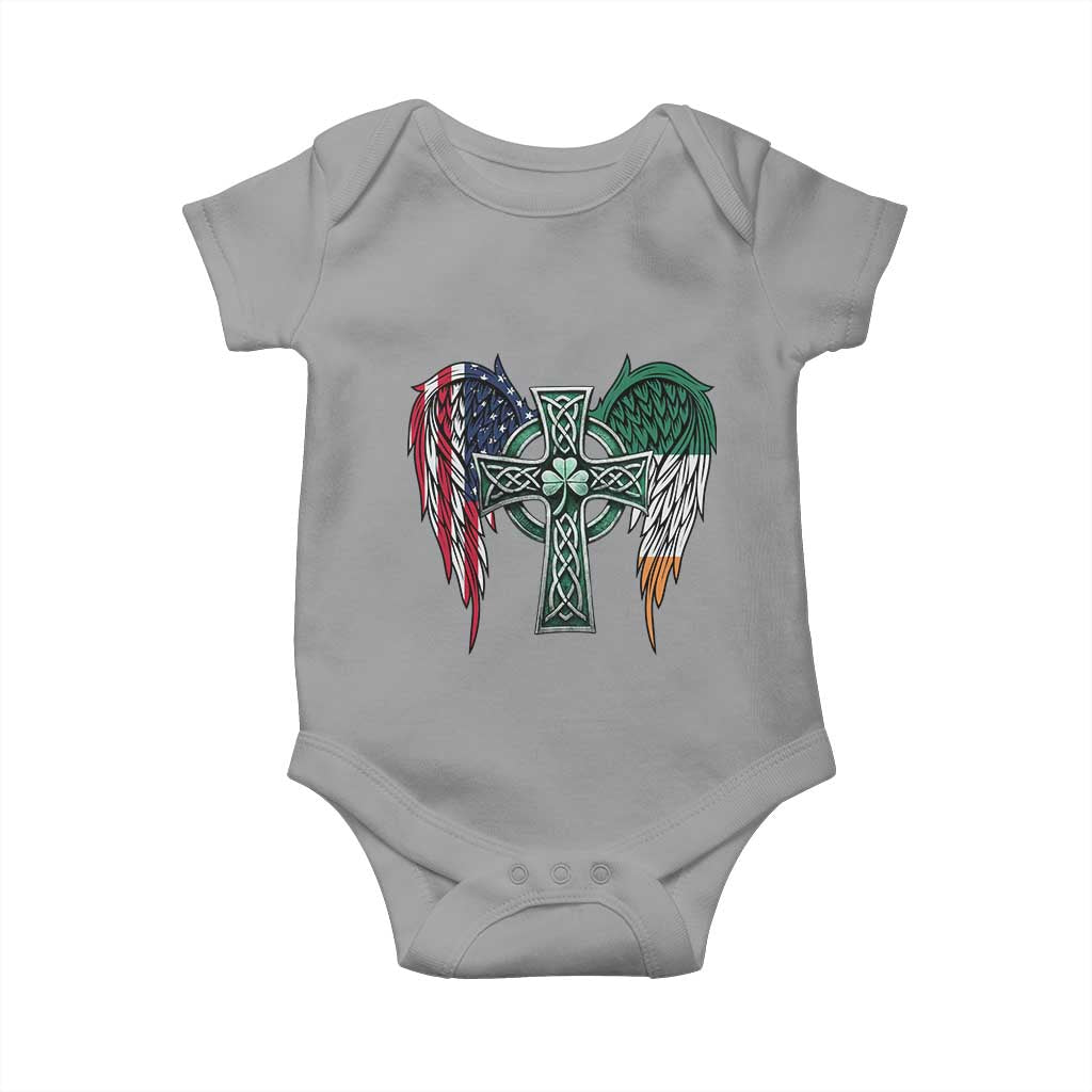 Patriotic Irish American Cross Baby Onesie St Patricks Day Religious Gift TS12 Sport Gray Print Your Wear