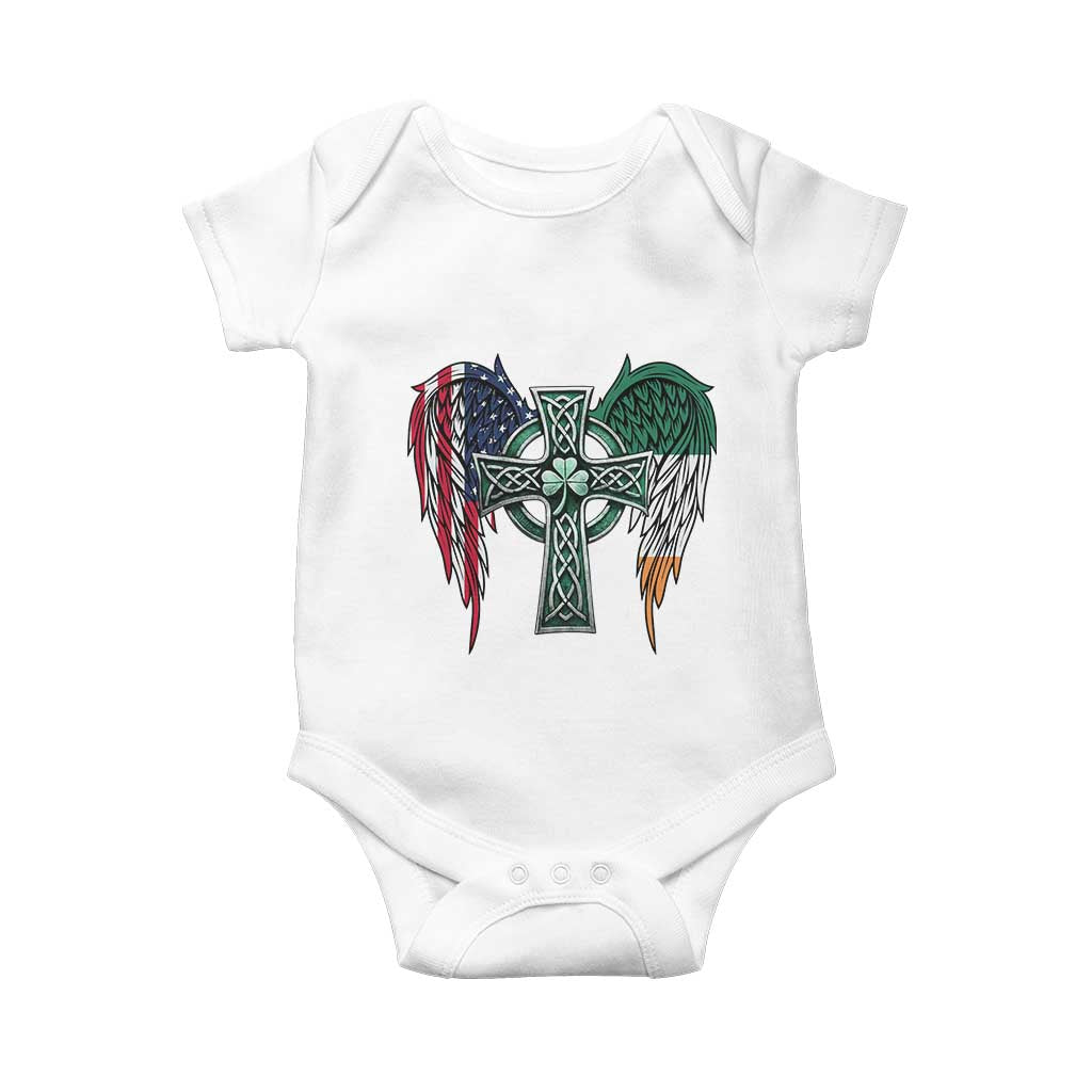 Patriotic Irish American Cross Baby Onesie St Patricks Day Religious Gift TS12 White Print Your Wear