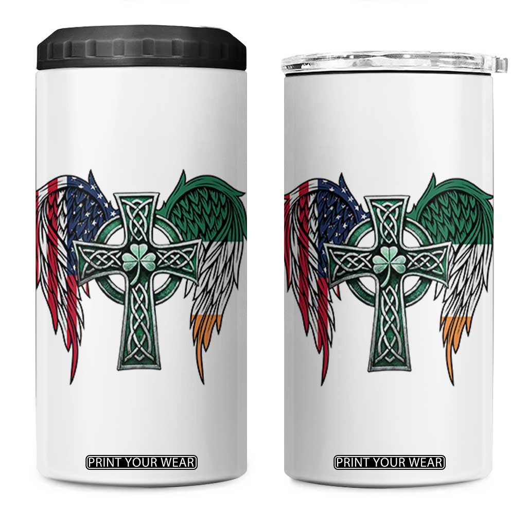 Patriotic Irish American Cross 4 in 1 Can Cooler Tumbler St Patricks Day Religious Gift TS12 One Size: 16 oz White Print Your Wear