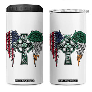 Patriotic Irish American Cross 4 in 1 Can Cooler Tumbler St Patricks Day Religious Gift TS12 One Size: 16 oz White Print Your Wear