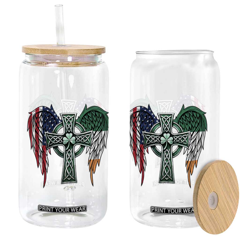 Patriotic Irish American Cross Glass Can St Patricks Day Religious Gift TS12 Print Your Wear