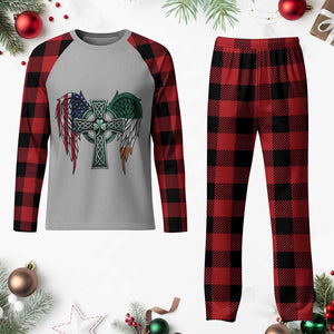 Patriotic Irish American Cross Plaid Pajama Set St Patricks Day Religious Gift TS12 Buffalo Plaid Print Your Wear
