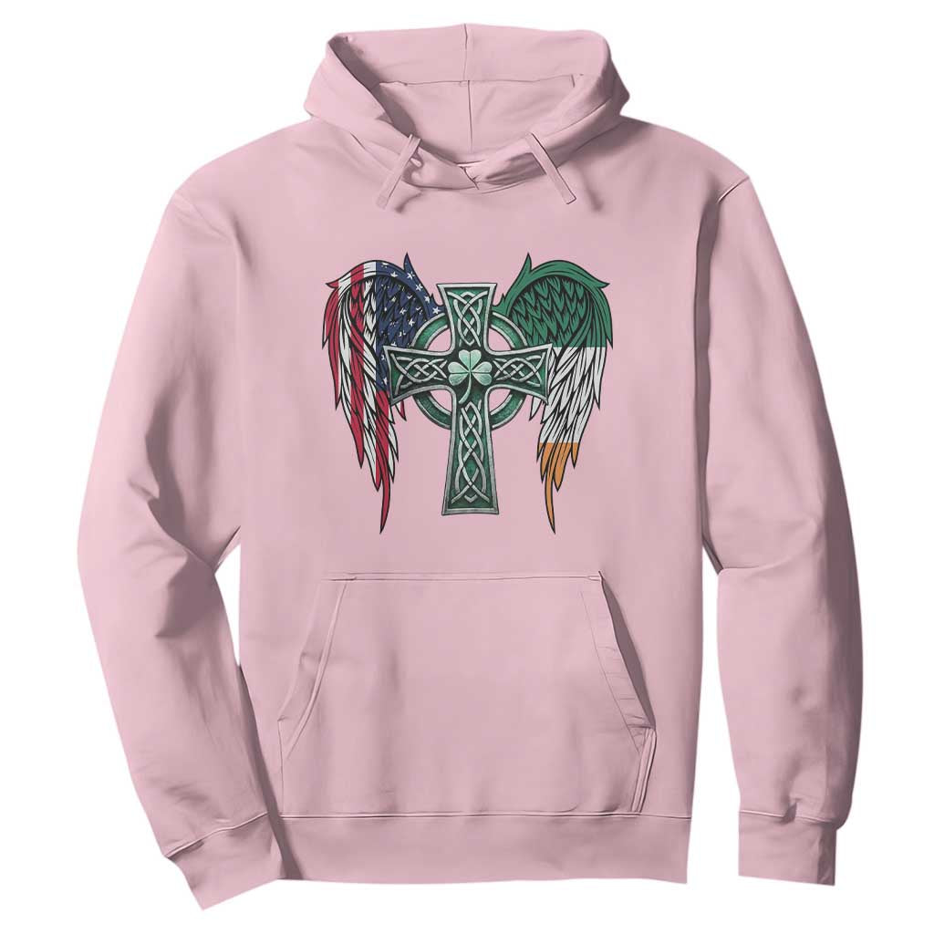 Patriotic Irish American Cross Hoodie St Patricks Day Religious Gift TS12 Light Pink Print Your Wear