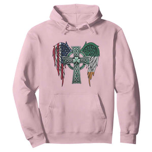 Patriotic Irish American Cross Hoodie St Patricks Day Religious Gift TS12 Light Pink Print Your Wear