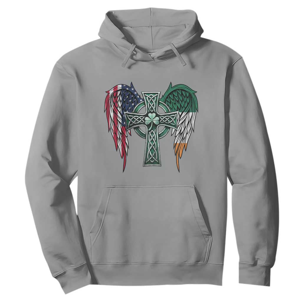 Patriotic Irish American Cross Hoodie St Patricks Day Religious Gift TS12 Sport Gray Print Your Wear