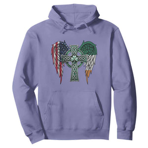 Patriotic Irish American Cross Hoodie St Patricks Day Religious Gift TS12 Violet Print Your Wear
