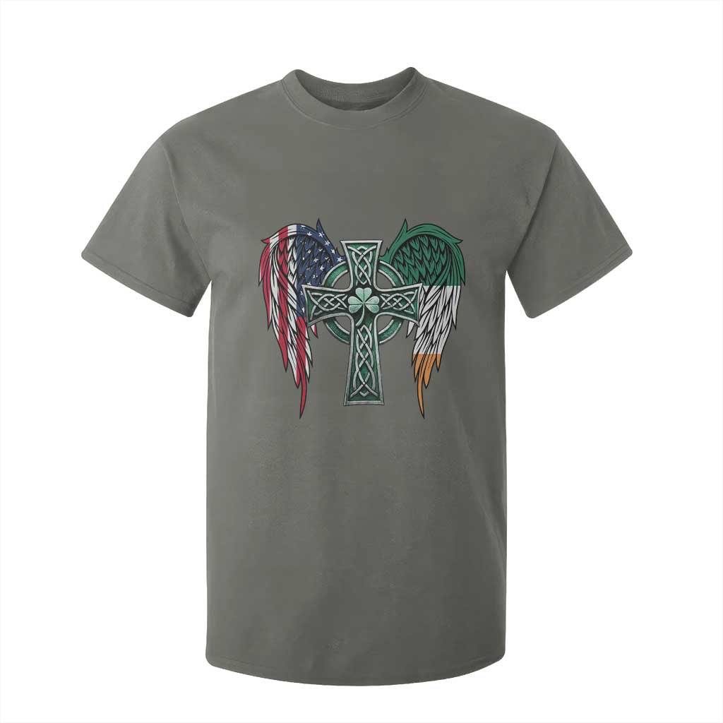 Patriotic Irish American Cross T Shirt For Kid St Patricks Day Religious Gift TS12 Military Green Print Your Wear