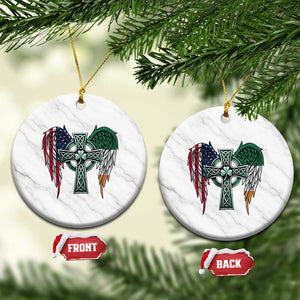 Patriotic Irish American Cross Ceramic Ornament St Patricks Day Religious Gift TS12 1pc White Marble Print Your Wear