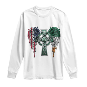 Patriotic Irish American Cross Long Sleeve Shirt St Patricks Day Religious Gift TS12 White Print Your Wear