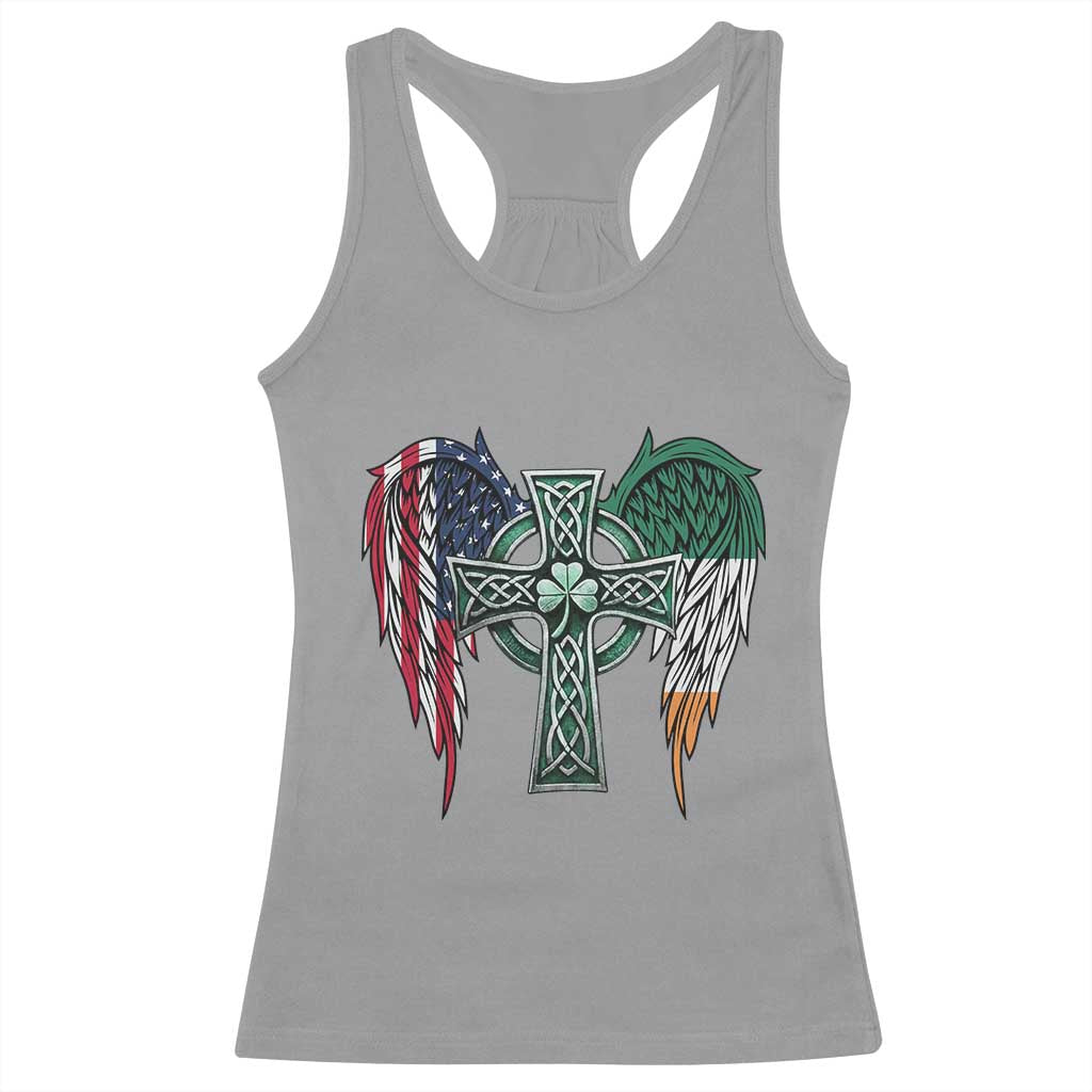 Patriotic Irish American Cross Racerback Tank Top St Patricks Day Religious Gift TS12 Sport Gray Print Your Wear