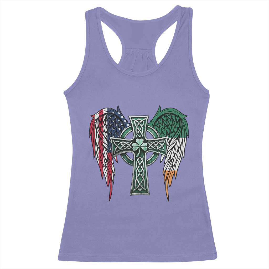 Patriotic Irish American Cross Racerback Tank Top St Patricks Day Religious Gift TS12 Violet Print Your Wear