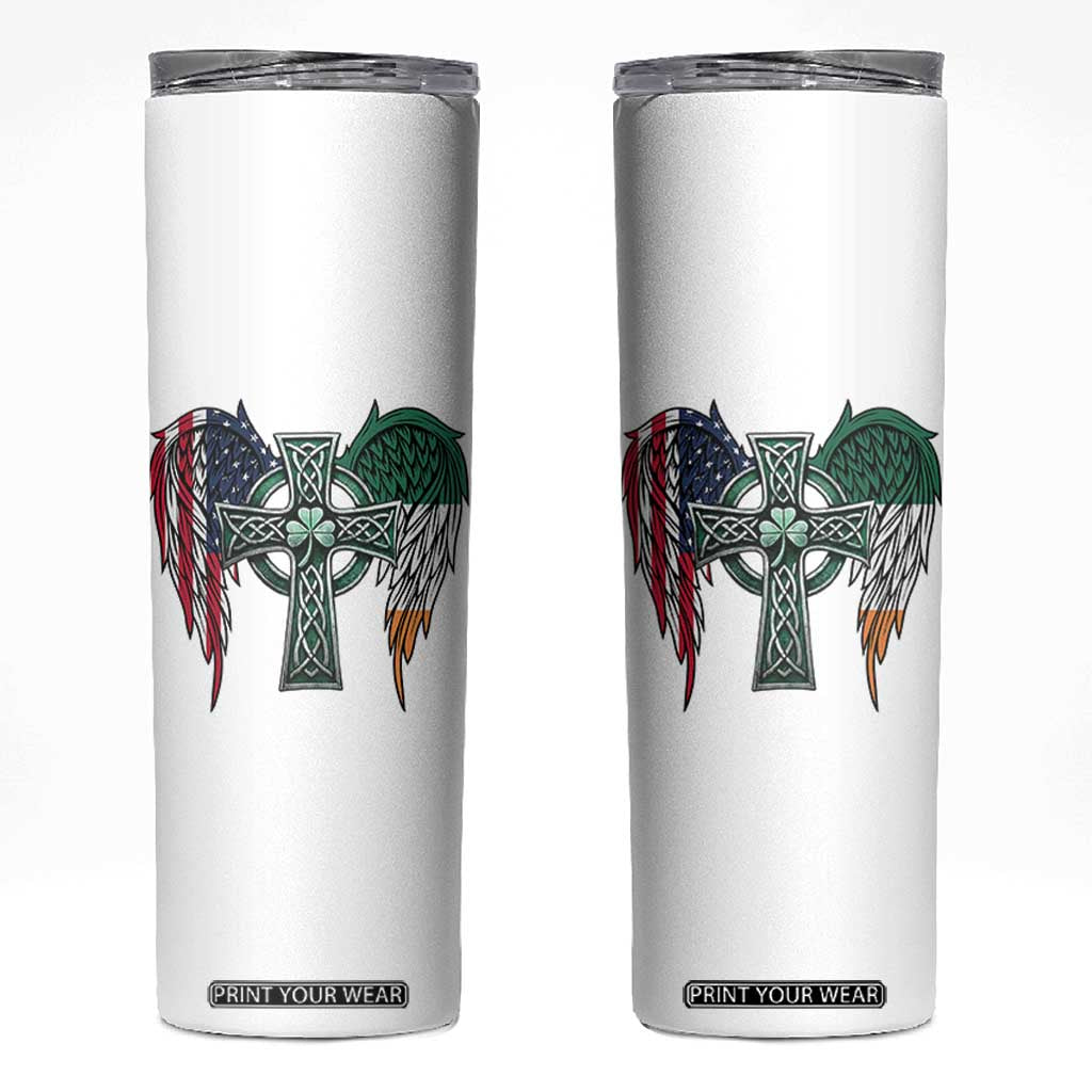Patriotic Irish American Cross Skinny Tumbler St Patricks Day Religious Gift TS12 White Print Your Wear