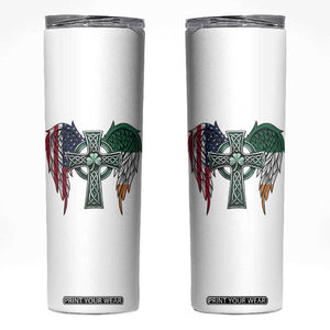 Patriotic Irish American Cross Skinny Tumbler St Patricks Day Religious Gift TS12 White Print Your Wear