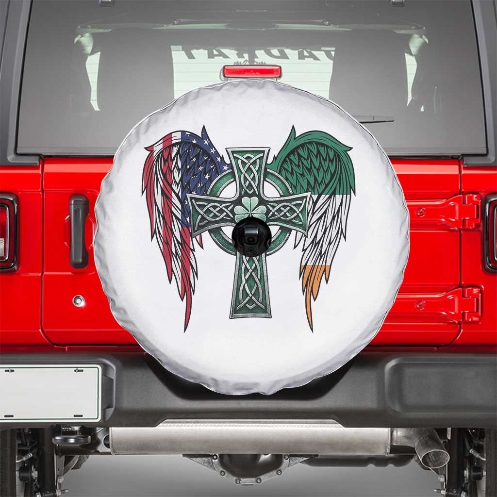 Patriotic Irish American Cross Spare Tire Cover St Patricks Day Religious Gift TS12 White Print Your Wear