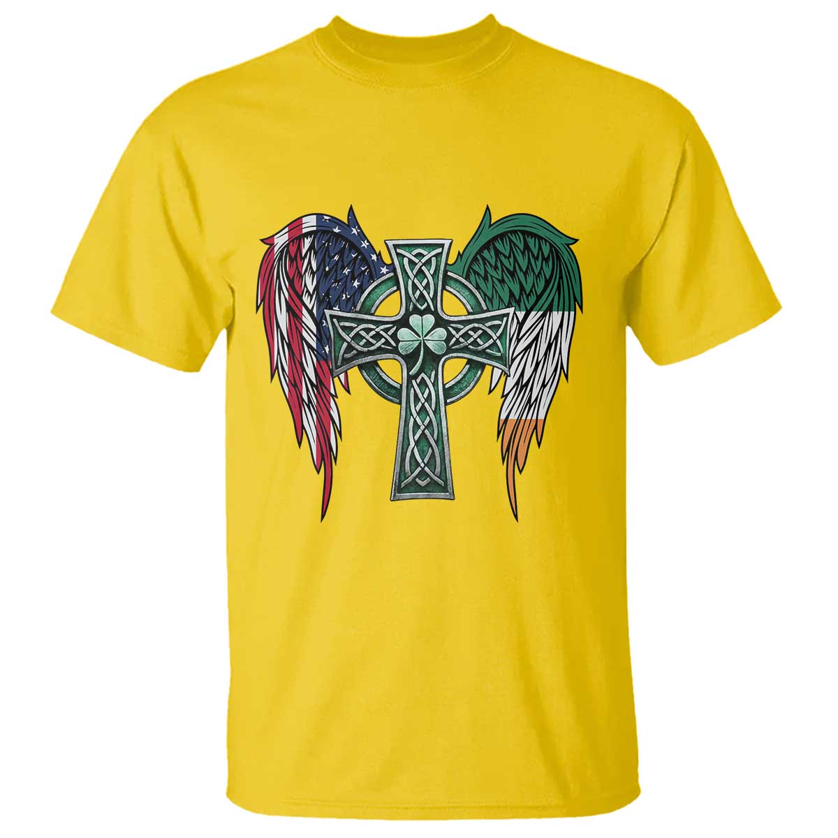 Patriotic Irish American Cross T Shirt St Patricks Day Religious Gift TS12 Daisy Print Your Wear
