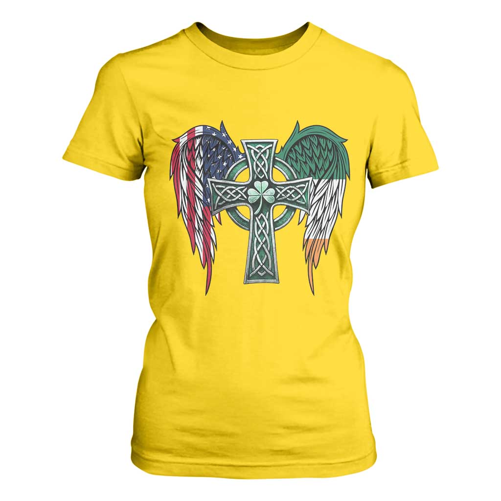 Patriotic Irish American Cross T Shirt For Women St Patricks Day Religious Gift TS12 Daisy Print Your Wear
