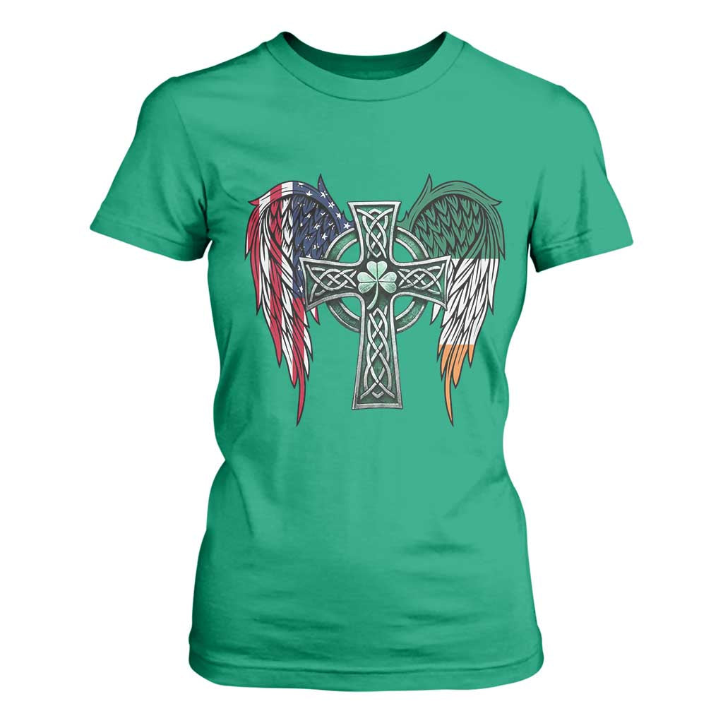 Patriotic Irish American Cross T Shirt For Women St Patricks Day Religious Gift TS12 Irish Green Print Your Wear
