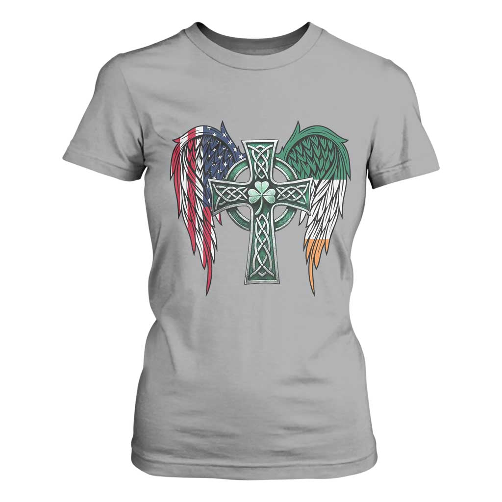 Patriotic Irish American Cross T Shirt For Women St Patricks Day Religious Gift TS12 Sport Gray Print Your Wear
