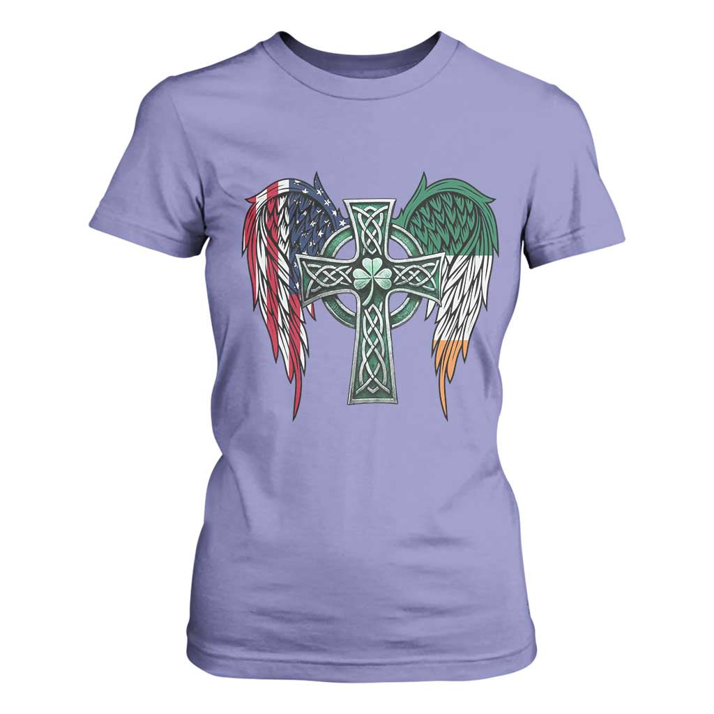 Patriotic Irish American Cross T Shirt For Women St Patricks Day Religious Gift TS12 Violet Print Your Wear