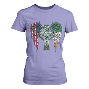 Patriotic Irish American Cross T Shirt For Women St Patricks Day Religious Gift TS12 Violet Print Your Wear