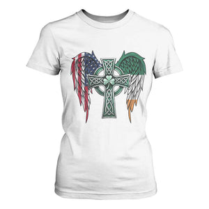 Patriotic Irish American Cross T Shirt For Women St Patricks Day Religious Gift TS12 White Print Your Wear