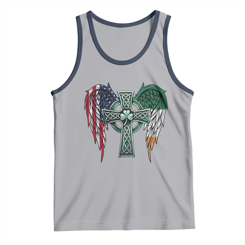 Patriotic Irish American Cross Tank Top St Patricks Day Religious Gift TS12 Athletic Heather Navy Print Your Wear