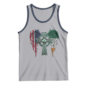 Patriotic Irish American Cross Tank Top St Patricks Day Religious Gift TS12 Athletic Heather Navy Print Your Wear