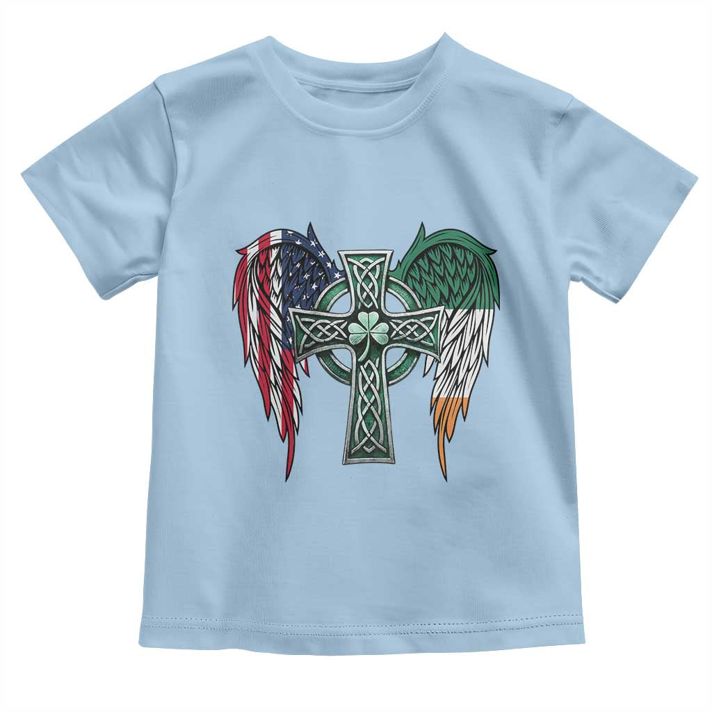 Patriotic Irish American Cross Toddler T Shirt St Patricks Day Religious Gift TS12 Light Blue Print Your Wear