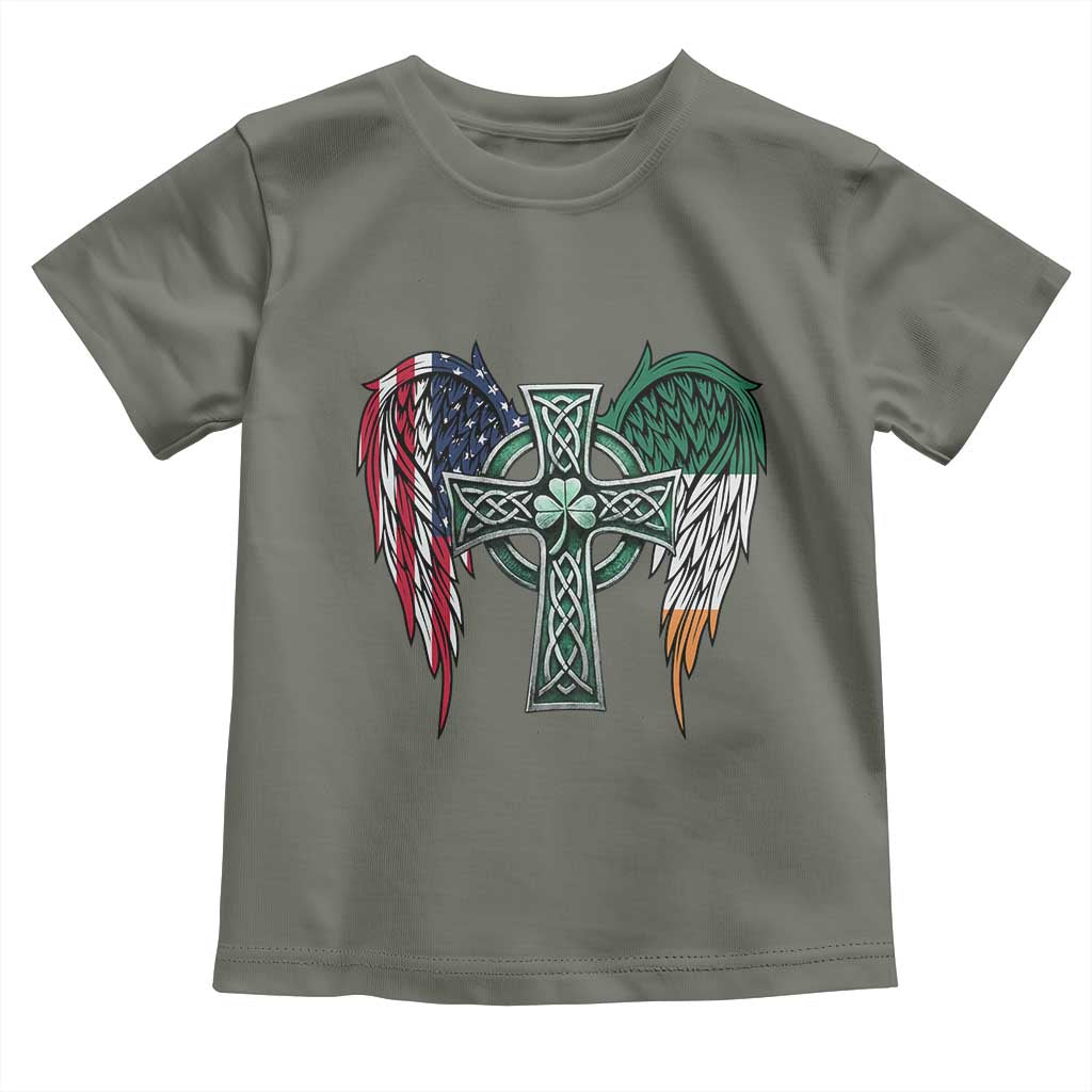Patriotic Irish American Cross Toddler T Shirt St Patricks Day Religious Gift TS12 Military Green Print Your Wear