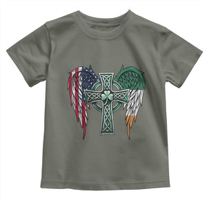 Patriotic Irish American Cross Toddler T Shirt St Patricks Day Religious Gift TS12 Military Green Print Your Wear
