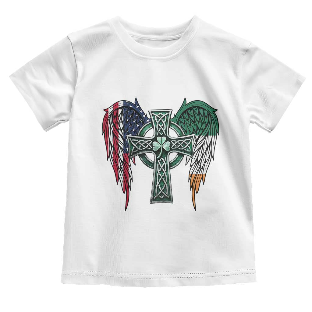 Patriotic Irish American Cross Toddler T Shirt St Patricks Day Religious Gift TS12 White Print Your Wear