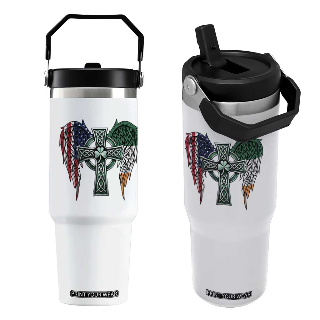 Patriotic Irish American Cross Flip Straw Tumbler St Patricks Day Religious Gift TS12 One Size: 30 oz White Print Your Wear
